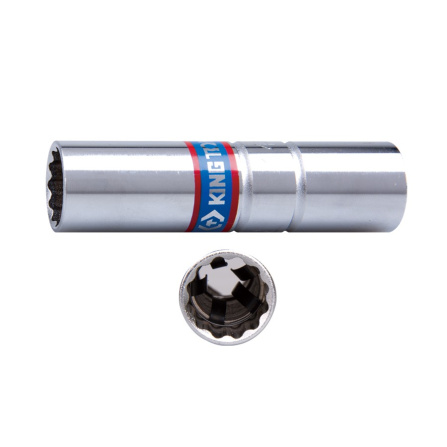 Hlavice nástrčná s objímkou na zapalovací svíčky King Tony 3/8 CrV 12 hran, 18mm 367018 - 3