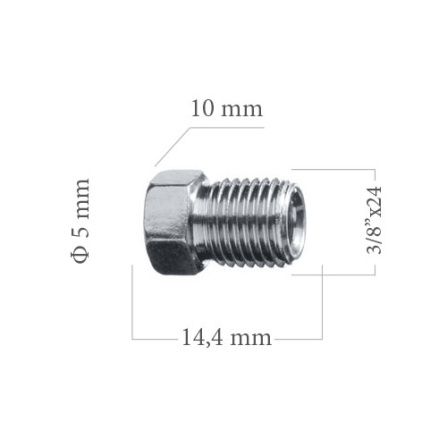 Šroubení brzdového potrubí 3/8x24 UNF 4,75 mm L14,4 mm 5-100-117