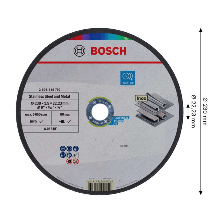 Dělící kotouč Bosch Stainless Steel and Metall 230x1,9x22,23 mm 2608619770 - 8 Dělící kotouč Bosch Stainless Steel and Metall 230x1,9x22,23 mm 2608619770 - 8