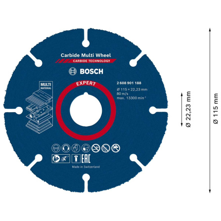 Víceúčelový řezný kotouč Bosch Expert Carbide Multi Wheel 125 mm 2608901188 - 6