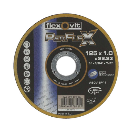 Dělící kotouč rovný 125x1,0x22,23 Norton Perflex A60V-BF41 Inox 66252842406