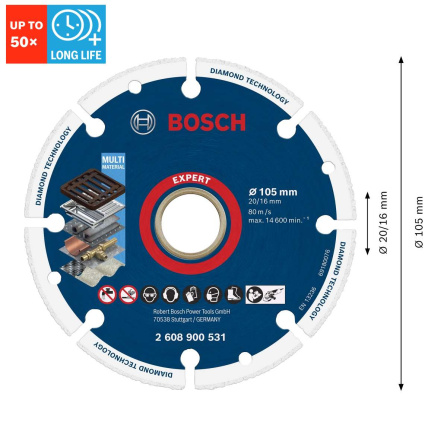 Diamantový dělící kotouč Bosch Expert Diamond Metal Wheel 105 mm 2608900531 - 6