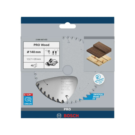 Pilový kotouč pro aku pily Bosch PRO Wood Cordeless 140x20x1,5/1,0x42T 2608837672 - 2 Pilový kotouč pro aku pily Bosch PRO Wood Cordeless 140x20x1,5/1,0x42T 2608837672 - 2