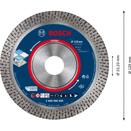 Diamantový dělící kotouč Bosch Expert HardCeramic 125 mm 2608900655 - 6