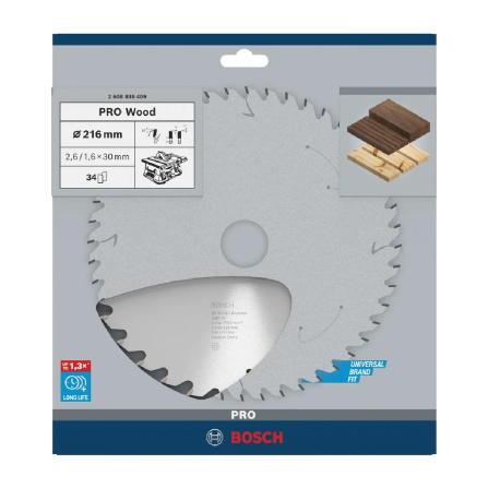 Pilový kotouč Bosch Optiline Wood 216x30x2,6 34Z 2608838409 - 2
