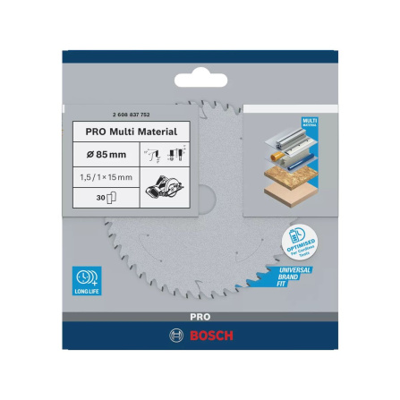 Kotouč pilový Bosch PRO Multi Material 85x15x1,5/1,0x30T 2608837752 - 2