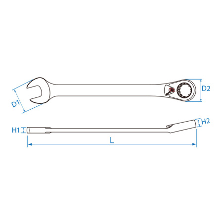 Klíč ráčnový s páčkou očkoplochý RingStop 12 hran 19 mm King Tony 373A19M - 2