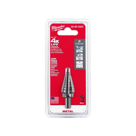 Vrták stupňovitý 4 - 20 mm 9 stupňů 65 mm Milwaukee 48899320 - 2