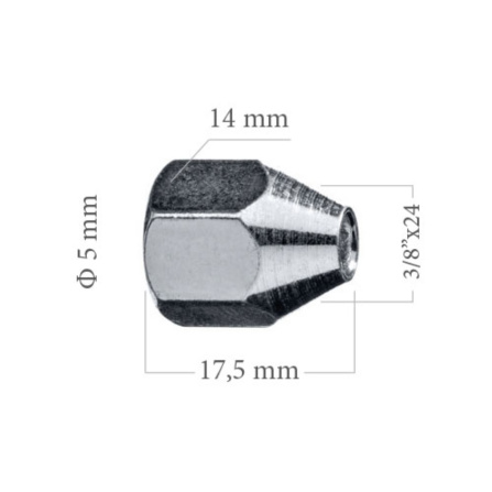 Šroubení brzdového potrubí 3/8x24 UNF 4,75 mm L 17,5 mm 5-100-110 - 2 Šroubení brzdového potrubí 3/8x24 UNF 4,75 mm L 17,5 mm 5-100-110 - 2