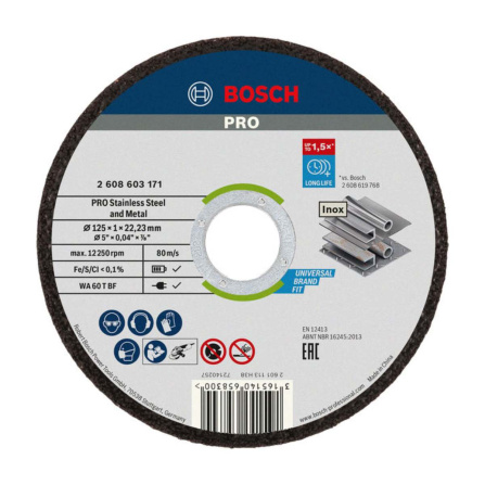 Dělicí kotouč rovný Bosch PRO Stainless Steel and Metal 125 mm 2608603171 Dělicí kotouč rovný Bosch PRO Stainless Steel and Metal 125 mm 2608603171