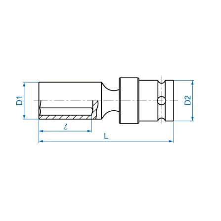 1/2 hlavice nástrčná s kloubem CrMo 6 hran 11 mm x 91mm