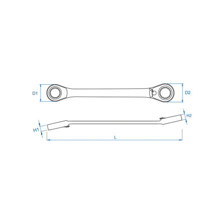 Klíč ráčnový oboustranný přepínatelný zalomený, 17x19 mm