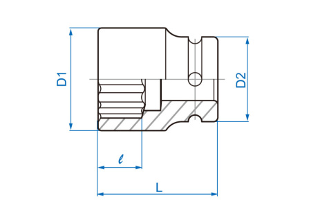 3/4 hlavice nástrčná odlehčená CrMo 12 hran 17 mm