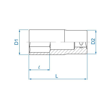 1/2 hlavice nástrčná prodloužená 6 hran 10 mm x 77 mm