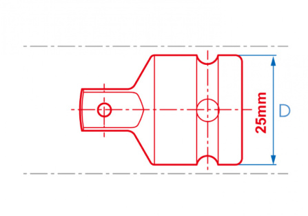 1/2 redukce průmyslová na 3/8, kulička, max 303 Nm, d 25 mm