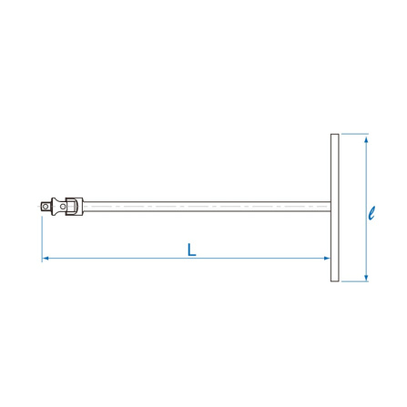 1/2 rukojeť T s kloubem pro hlavice, L 750 mm