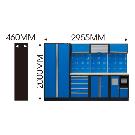 Sada dílenského nábytku č.3 (modrý), 2955x460x2000mm