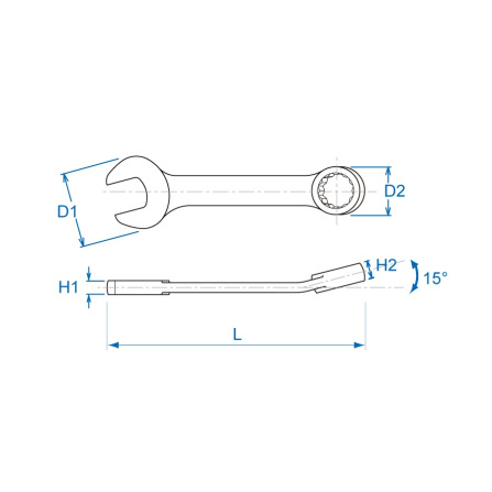 Klíč maticový očkoplochý krátký 16mm x 125mm