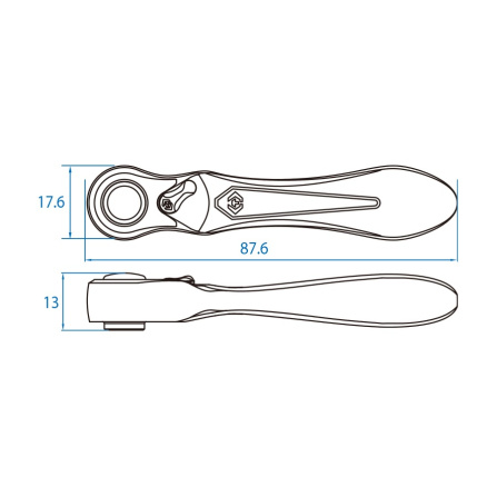 1/4 ráčna mini pro bity 87,6 mm, 60 zubů + adapter 4 hran 1/4