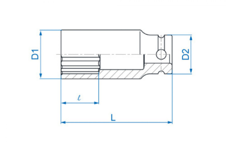 1/2 hlavice nástrčná CrMo, 12 hran, 22 x 80 mm