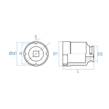 3/4 hlavice pro matici ložiska (TMFS 11) 75 x 105mm, 4 zuby vnitřní