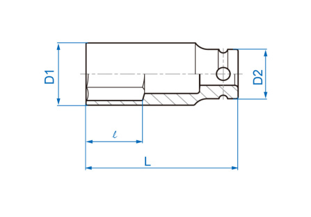 3/4 hlavice nástrčná dlouhá CrMo 6 hran 22 mm