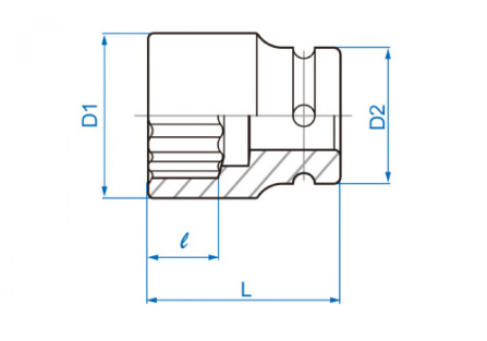 3/4 hlavice nástrčná CrMo 12 hran 21 mm