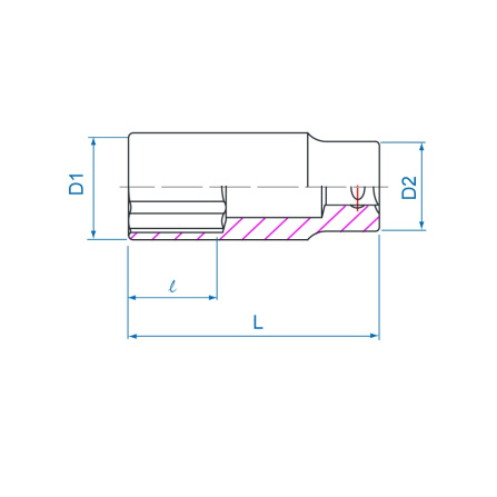 3/4 hlavice nástrčná prodloužená 12 hran 30x90 mm