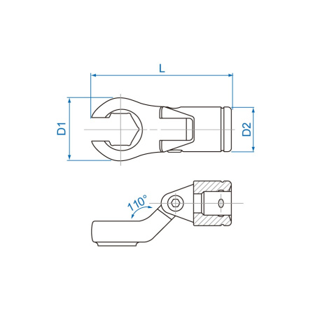 Klíč vidlicový kloubový 3/8 x 9 mm, 6 hran (převlečné matice)