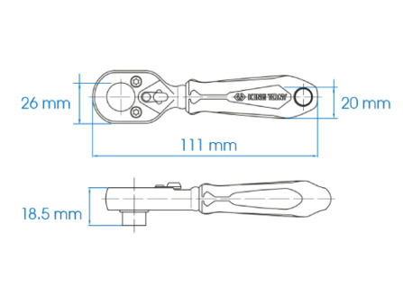 1/4 ráčna mini pro bity 108 mm, gumová rukojeť, 72 zubů