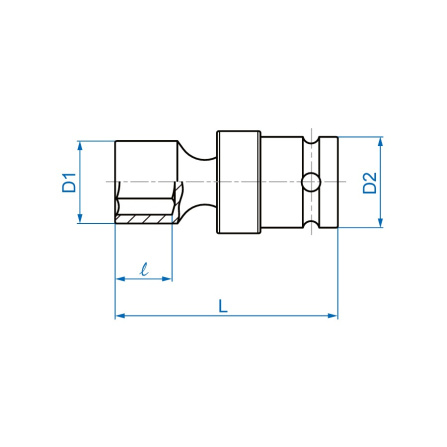 1/2 hlavice nástrčná s kloubem CrMo 6 hran 21 mm x 64mm