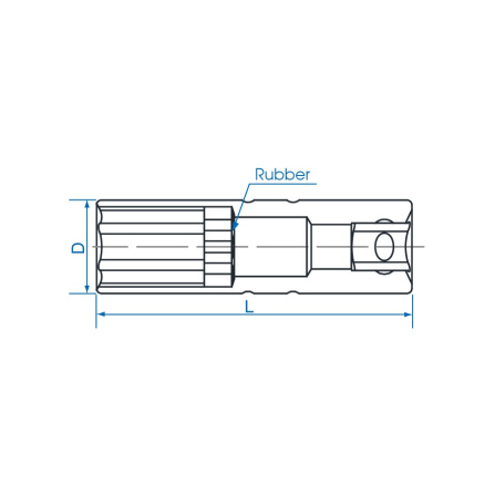 3/8 hlavice na svíčky, 6 hran, guma, 14mm x 63mm