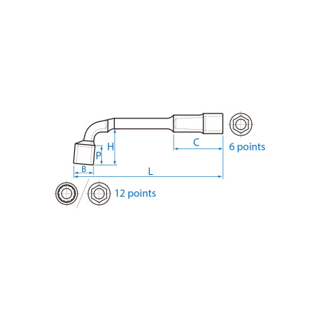 Klíč úhlový (fajfka), 12 x 6 hran, 27 mm