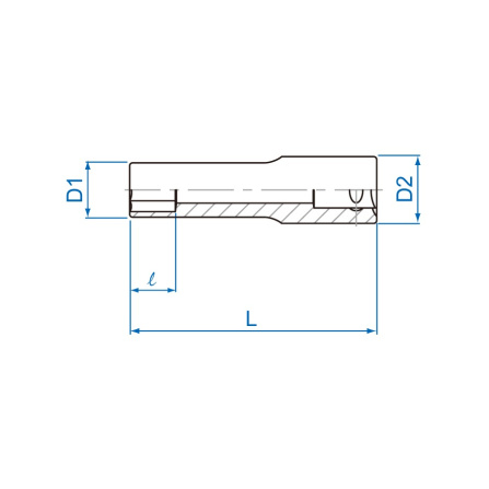 3/8 hlavice nástrčná tenkostěnná, 6 hran, 12 x 65 mm