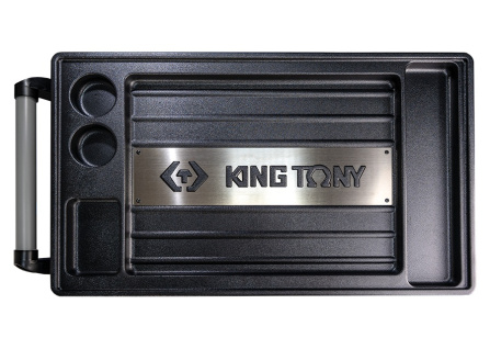 Vozík dílenský, 7 šuplíků, boční kabinet a odpadkový koš, šedý