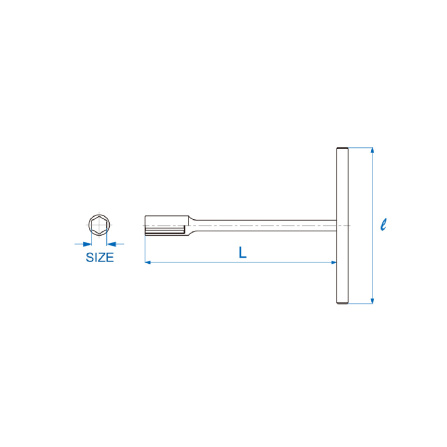 Klíč T nástrčný dlouhý 9 mm, L 200x300 mm