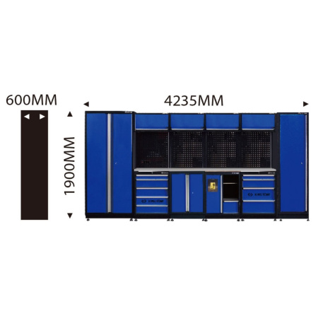 Sada dílenského nábytku č.22 (modrý), 4235 x 600 x 1900 mm