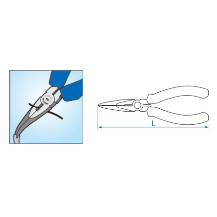 Kleště se zahnutými čelistmi, L 163 mm, euro-typ