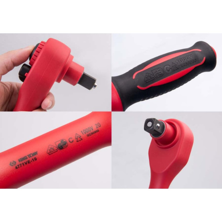 1/2 ráčna s páčkou a aretací 250 mm, izolovaná VDE, 24 zubů