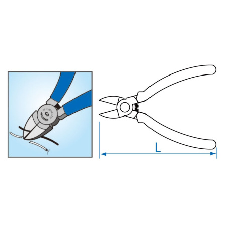 Kleště štípací boční na plasty, L 122 mm, PVC