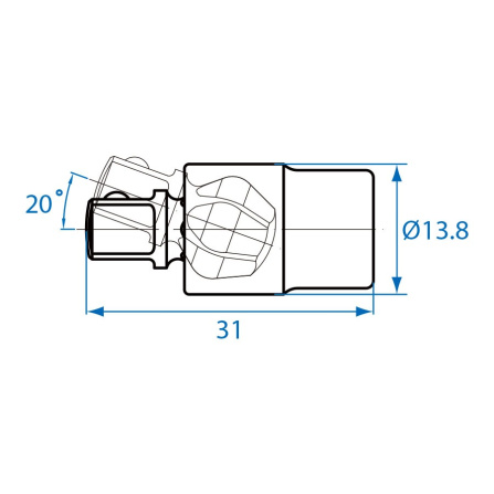 1/4 kardan univerzální, L 33 mm, výkyv 20 st.