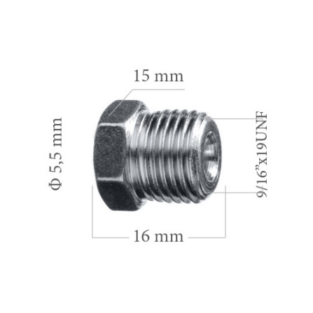 Šroubení brzdového potrubí 9/16×19 UNF 5,0 mm L16 mm 5-100-171