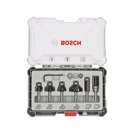 Sada 6 ks zarovnávacích a ohraňovacích fréz do dřeva Bosch Trim&Edging 2607017468