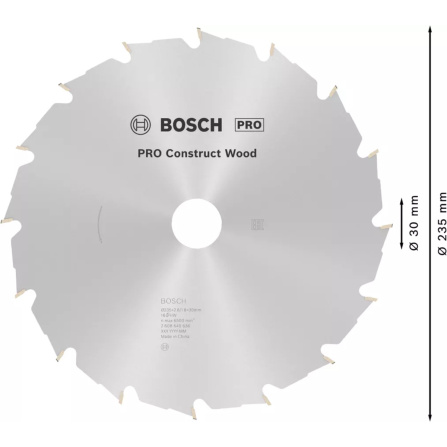 Pilový kotouč Bosch PRO Construct Wood 235 x 30 x 2,8 mm 2608640636 - 5