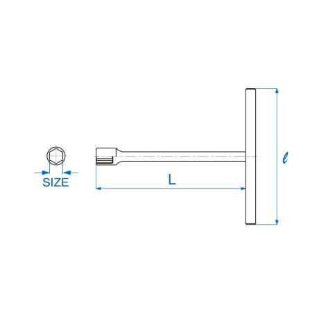 Klíč T nástrčný 10 mm, L 200x250 mm