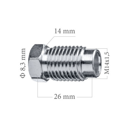 Šroubení brzdového potrubí M14x1,5 8,0 mm L26 mm 5-100-164
