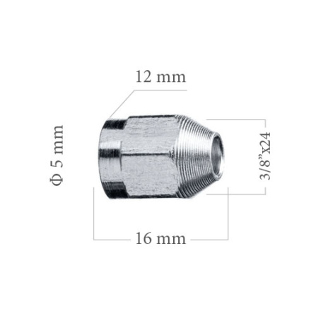 Šroubení brzdového potrubí M3/8x24 UNF 4,75 mm L16 mm 5-100-1011