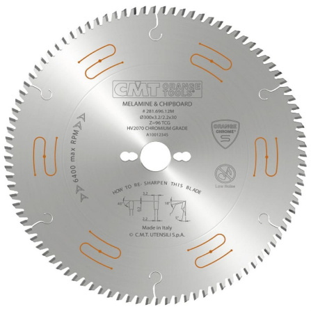 Kotouč pilový na lamino, DTD a MDF CMT CHROME D250x3,2 d30 Z80 HM