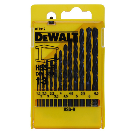 Sada vrtáků DeWalt HSS-R 1-6,5 mm / 13 dílů DT5912