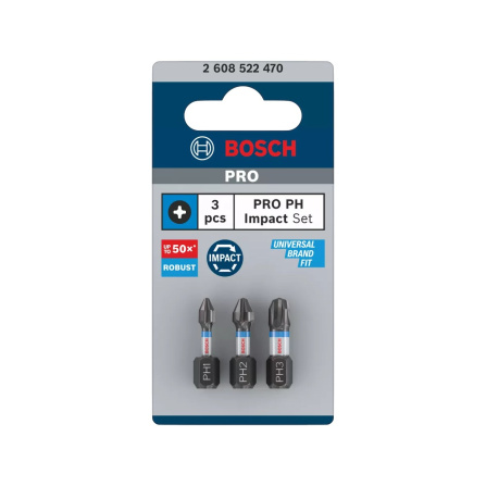 Sada křížových bitů PH Bosch PRO Impact 3 ks 25 mm 2608522470 - 2